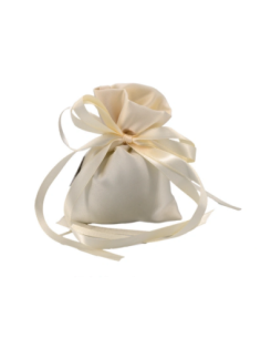 Sacchetto in raso con fiocco Panna 10x14 cm