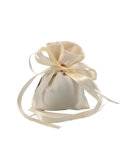 Sacchetto in raso con fiocco Panna 10x14 cm
