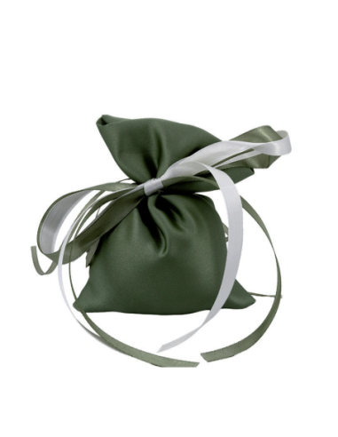 Sacchetto in raso con fiocco Salvia 10x14 cm