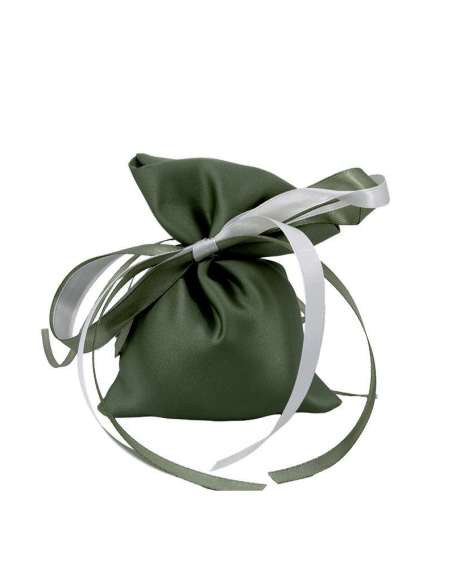 Sacchetto in raso con fiocco Salvia 10x14 cm