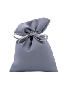 Sacchetto in raso con tirante Argento 10x11 cm