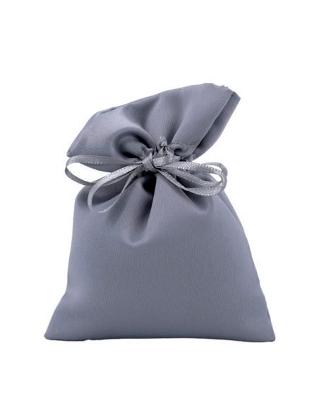Sacchetto in raso con tirante Argento 10x11 cm