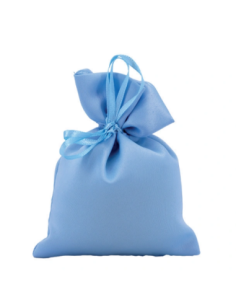 Sacchetto in raso con tirante Celeste 10x11 cm