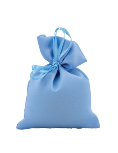 Sacchetto in raso con tirante Celeste 10x11 cm