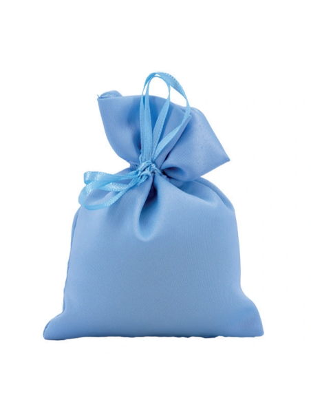 Sacchetto in raso con tirante Celeste 10x11 cm