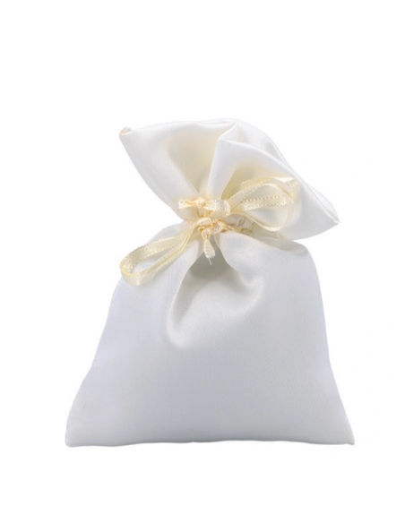 Sacchetto in raso con tirante Panna 10x11 cm