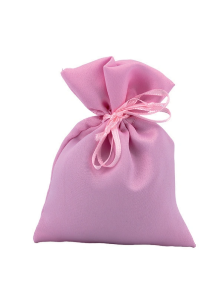 Sacchetto in raso con tirante Rosa 10x11 cm
