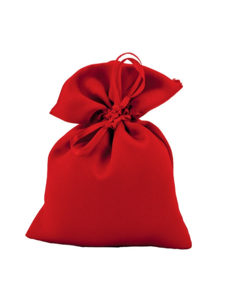 Sacchetto in raso con tirante Rosso 10x11 cm