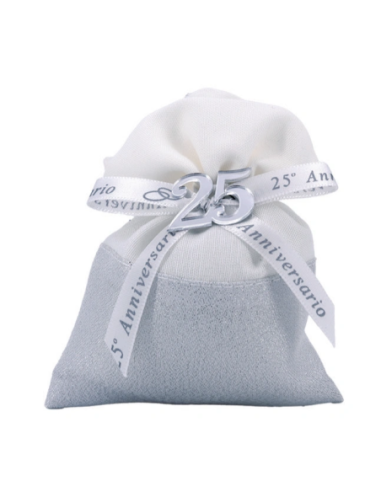Sacchetto in lurex anniversario 25 anni Argento 10x14 cm