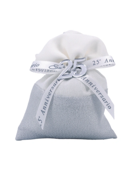 Sacchetto in lurex anniversario 25 anni Argento 10x14 cm