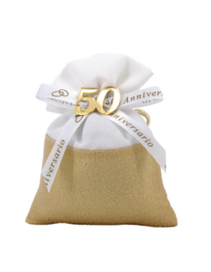 Sacchetto in lurex anniversario 50 anni Oro 10x14 cm