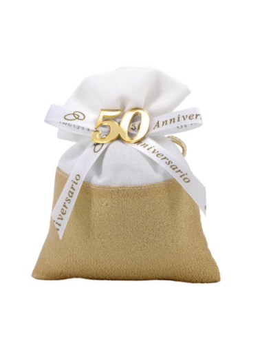 Sacchetto in lurex anniversario 50 anni Oro 10x14 cm