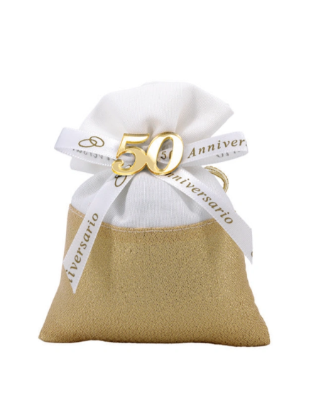 Sacchetto in lurex anniversario 50 anni Oro 10x14 cm