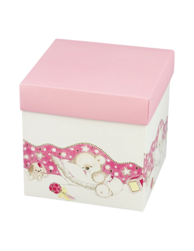 Scatola Baby fondo e coperchio in cartone 10x10x10 cm - rosa