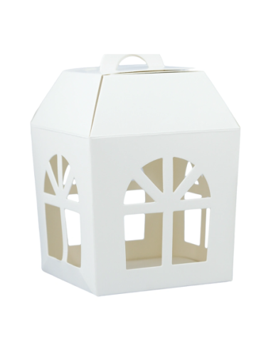 Scatola lanterna in cartone 10x10x14 cm - bianco