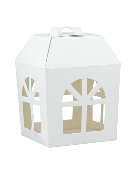 Scatola lanterna in cartone 10x10x14 cm - bianco