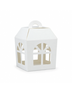 Scatola lanterna in cartone 8x8x10 cm - bianco