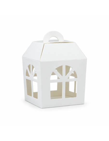 Scatola lanterna in cartone 8x8x10 cm - bianco