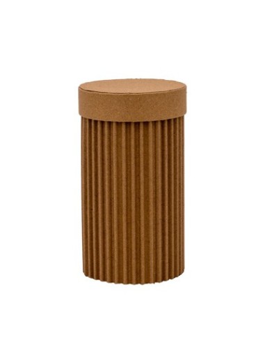 Scatola tonda in cartone corrugato con coperchio Ø 8 x h 14 cm