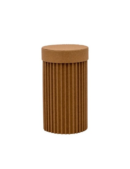 Scatola tonda in cartone corrugato con coperchio Ø 8 x h 14 cm