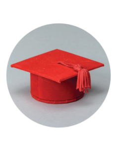 Scatola cappello laurea in velluto con fiocco 3