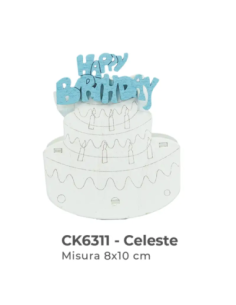 Scatolina in legno torta con sacchetto 8x10 cm - celeste
