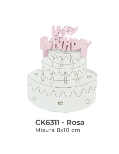 Scatolina in legno torta con sacchetto 8x10 cm - rosa
