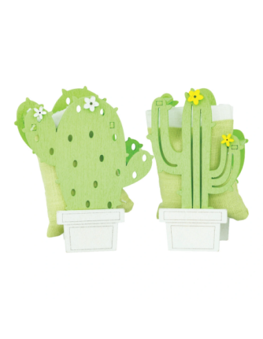 Scatolina in legno cactus con sacchetto - 2 soggetti assortiti 3x9 cm