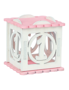 Scatolina in legno numero 1 5x5x5 cm - rosa