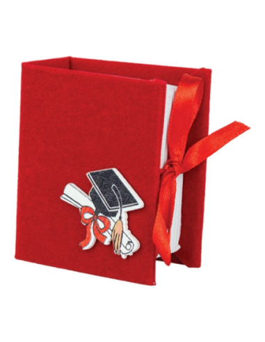 Scatolina libro Laurea in cartone rosso 6x7 cm