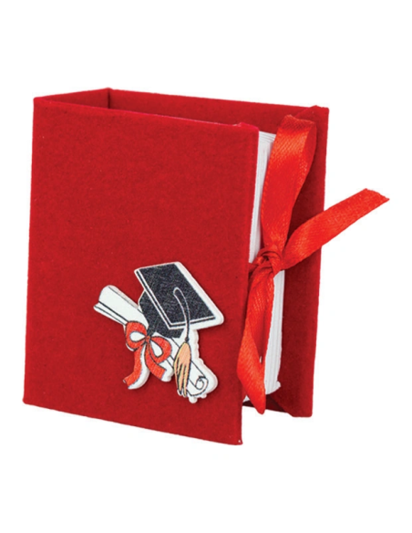 Scatolina libro Laurea in cartone rosso 6x7 cm