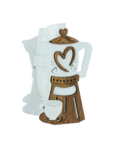 Scatolina in legno caffettiera con sacchetto 5x4