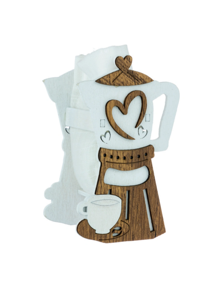 Scatolina in legno caffettiera con sacchetto 5x4