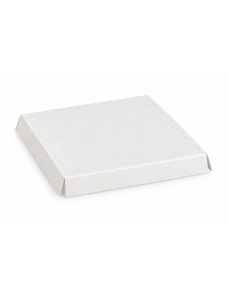 Scatola trasparente con base vellutata e fiocco 6x6x6 cm - bianco