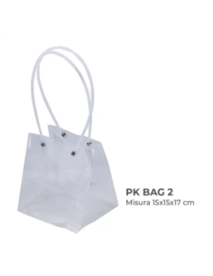 Busta trasparente rigida con manici 15x15x17 cm