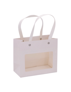 Shopper in cartone con finestra trasparente 16x8x14 cm