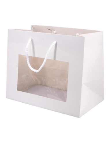 Shopper in cartone con finestra trasparente 24x14x20 cm