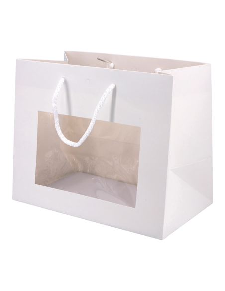 Shopper in cartone con finestra trasparente 24x14x20 cm