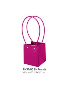 Shopper in cartone con manici 13x15x20 cm - fucsia