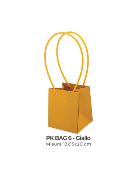 Shopper in cartone con manici 13x15x20 cm - giallo