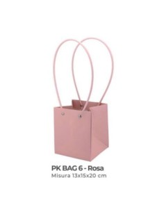 Shopper in cartone con manici 13x15x20 cm - rosa