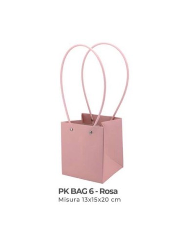 Shopper in cartone con manici 13x15x20 cm - rosa