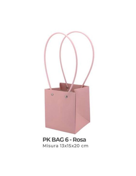 Shopper in cartone con manici 13x15x20 cm - rosa