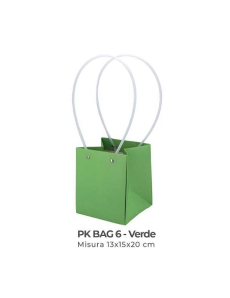 Shopper in cartone con manici 13x15x20 cm - verde