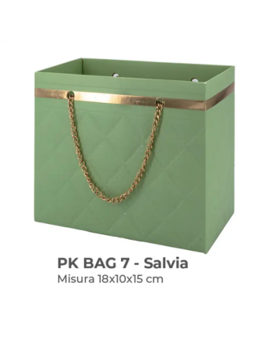 Shopper con catena dorata 18x10x15 cm - salvia