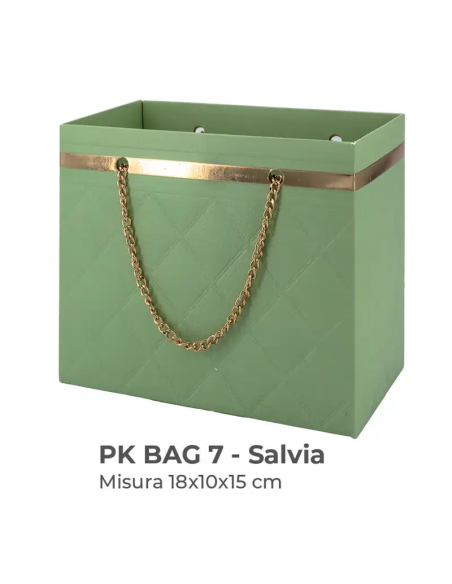 Shopper con catena dorata 18x10x15 cm - salvia