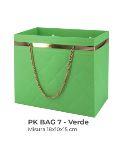 Shopper con catena dorata 18x10x15 cm - verde