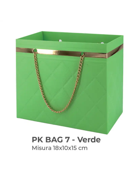 Shopper con catena dorata 18x10x15 cm - verde