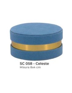 Scatola tonda in velluto con coperchio Ø 8 x h 4 cm - celeste