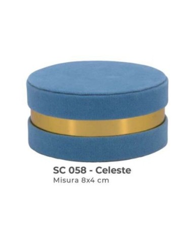 Scatola tonda in velluto con coperchio Ø 8 x h 4 cm - celeste